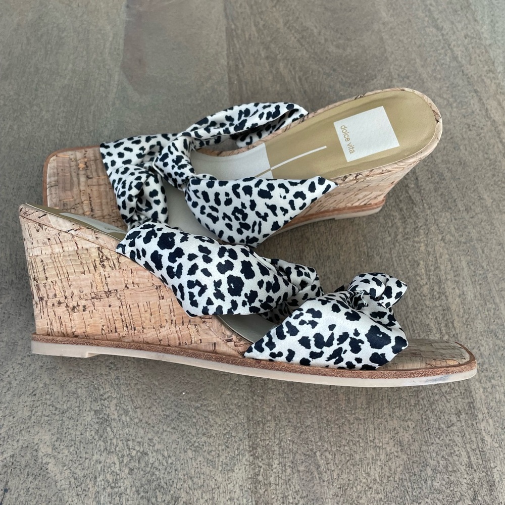 Dolce Vita Nordstrom’s Black and White cork Wedge Sandals Worn twice  3”Heel